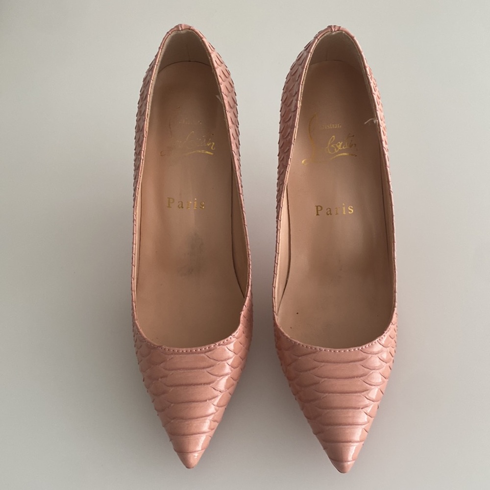 Christian Louboutin python embossed pointed pump